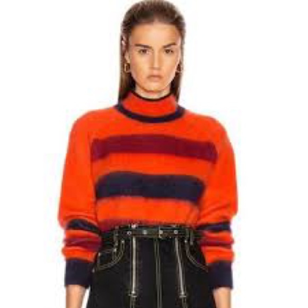 Proenza Schouler PSWL Vibrant Orange and Black Striped Sweater medium
